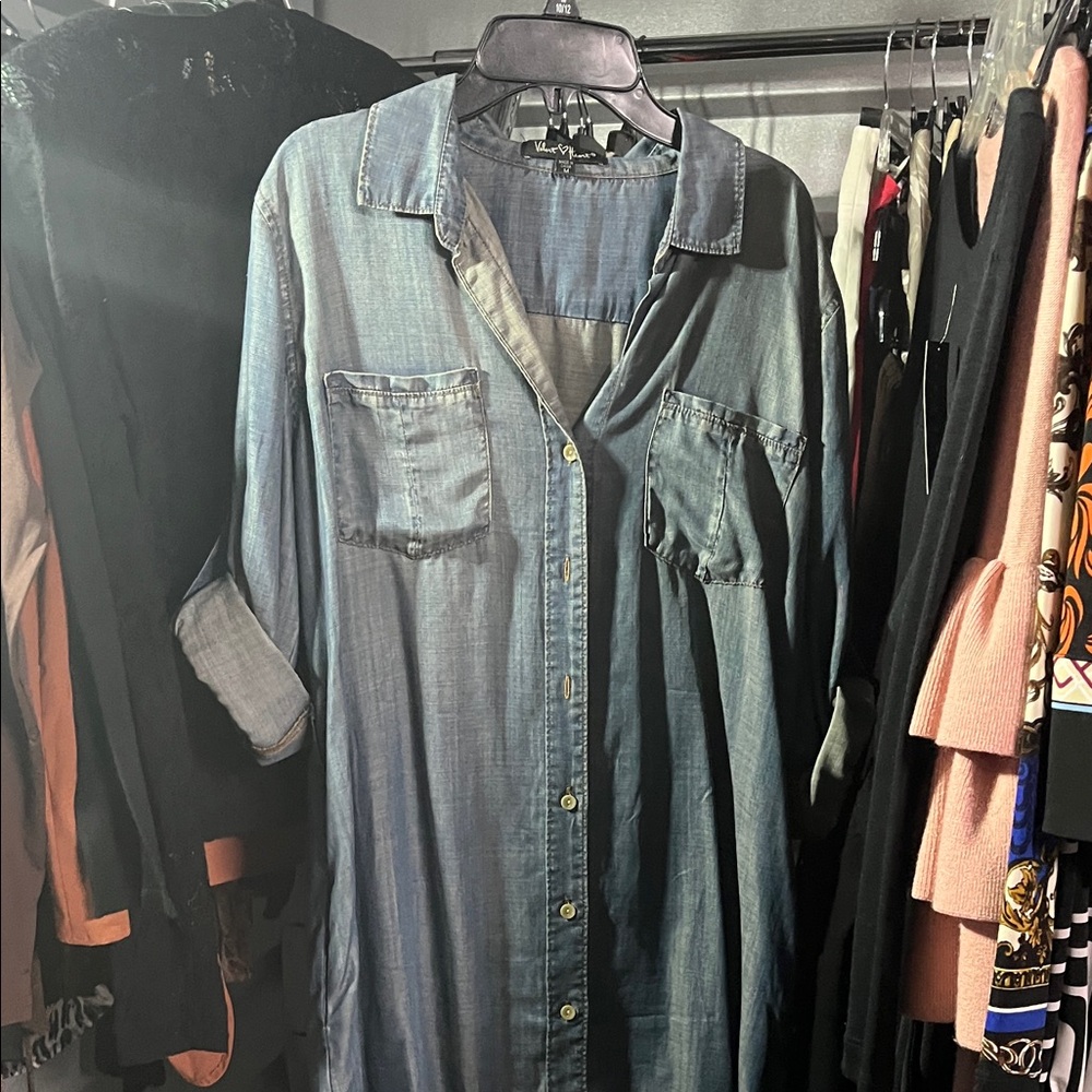 Velvet Heart Denim Button-Up Dress
